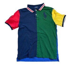 Polo Ralph Lauren Colorblock Polo Shirt Boys Size L (14-16) Big Embroidered Logo